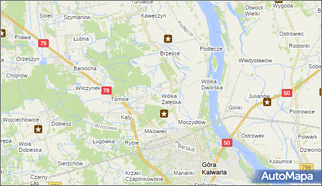 mapa Wólka Załęska gmina Góra Kalwaria, Wólka Załęska gmina Góra Kalwaria na mapie Targeo