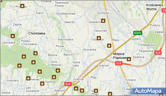 mapa Wrocanka gmina Miejsce Piastowe, Wrocanka gmina Miejsce Piastowe na mapie Targeo