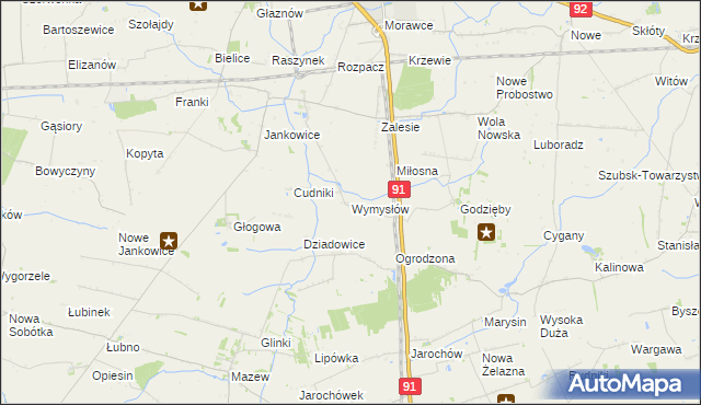 mapa Wymysłów gmina Krośniewice, Wymysłów gmina Krośniewice na mapie Targeo