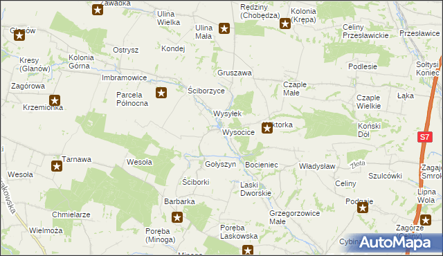 mapa Wysocice, Wysocice na mapie Targeo