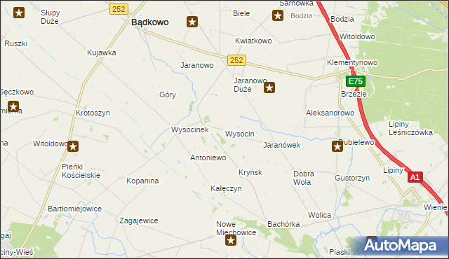 mapa Wysocin gmina Bądkowo, Wysocin gmina Bądkowo na mapie Targeo