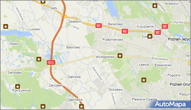 mapa Wysogotowo, Wysogotowo na mapie Targeo