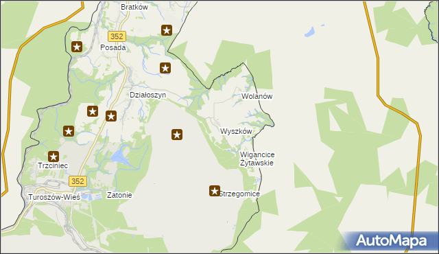 mapa Wyszków gmina Bogatynia, Wyszków gmina Bogatynia na mapie Targeo
