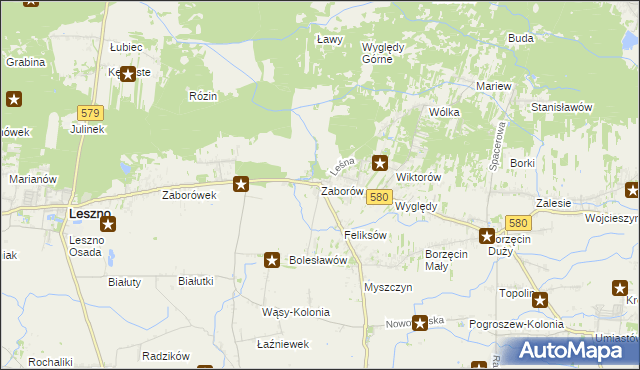 mapa Zaborów gmina Leszno, Zaborów gmina Leszno na mapie Targeo