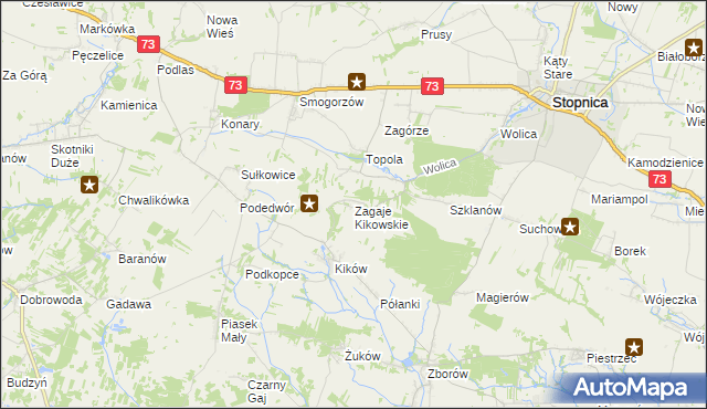 mapa Zagaje Kikowskie, Zagaje Kikowskie na mapie Targeo