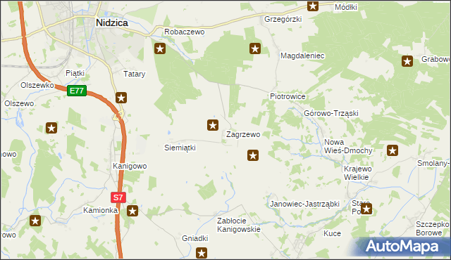 mapa Zagrzewo, Zagrzewo na mapie Targeo