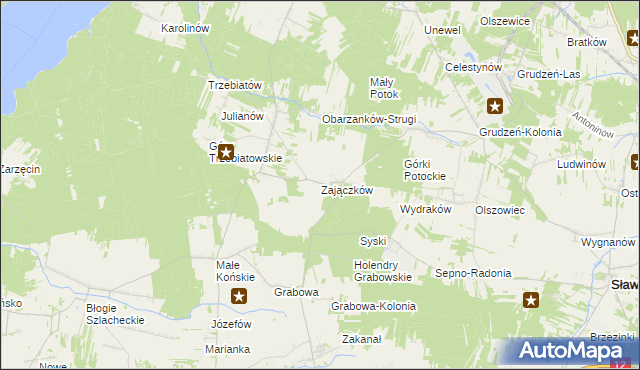mapa Zajączków gmina Mniszków, Zajączków gmina Mniszków na mapie Targeo