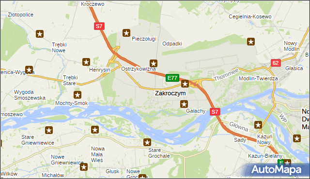 mapa Zakroczym, Zakroczym na mapie Targeo