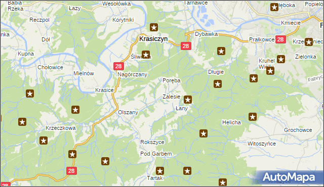 mapa Zalesie gmina Krasiczyn, Zalesie gmina Krasiczyn na mapie Targeo