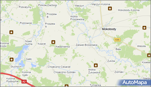 mapa Zaliwie-Brzozówka, Zaliwie-Brzozówka na mapie Targeo
