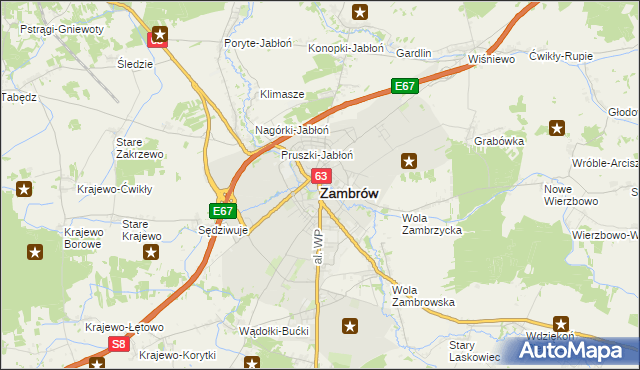 mapa Zambrów, Zambrów na mapie Targeo