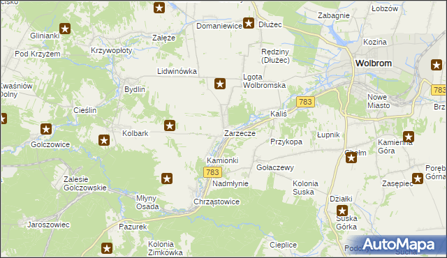mapa Zarzecze gmina Wolbrom, Zarzecze gmina Wolbrom na mapie Targeo