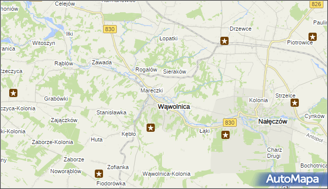mapa Zarzeka gmina Wąwolnica, Zarzeka gmina Wąwolnica na mapie Targeo