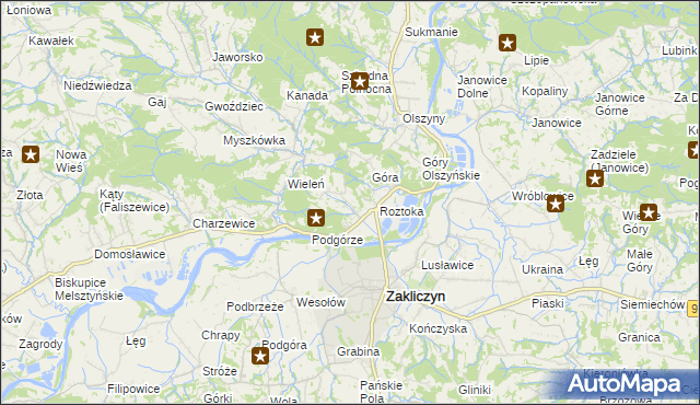 mapa Zawada Lanckorońska, Zawada Lanckorońska na mapie Targeo