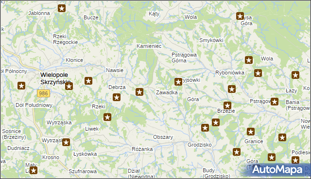 mapa Zawadka gmina Strzyżów, Zawadka gmina Strzyżów na mapie Targeo