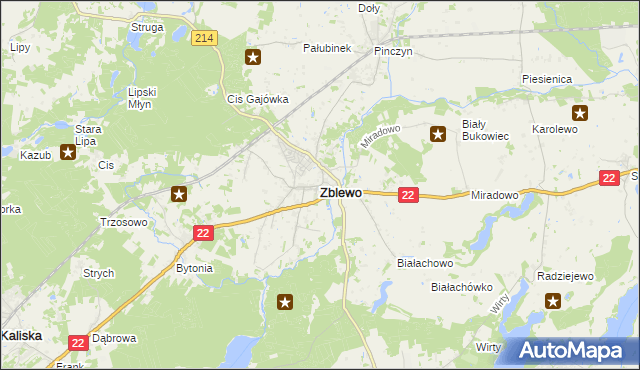 mapa Zblewo, Zblewo na mapie Targeo