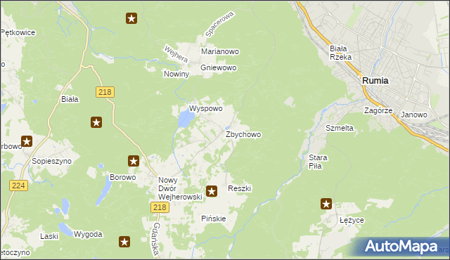 mapa Zbychowo, Zbychowo na mapie Targeo