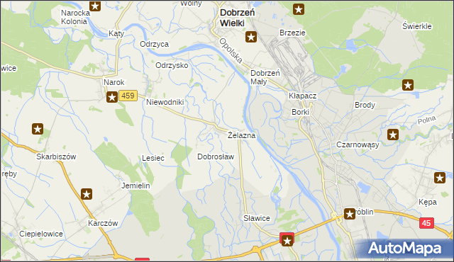 mapa Żelazna gmina Dąbrowa, Żelazna gmina Dąbrowa na mapie Targeo