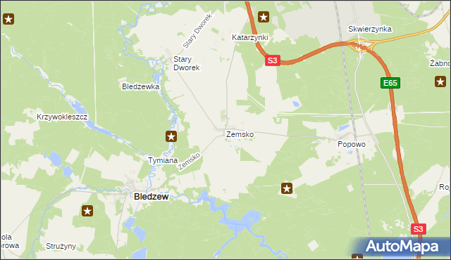 mapa Zemsko gmina Bledzew, Zemsko gmina Bledzew na mapie Targeo