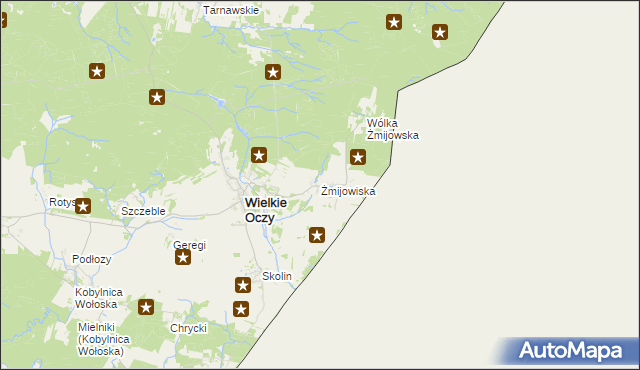 mapa Żmijowiska gmina Wielkie Oczy, Żmijowiska gmina Wielkie Oczy na mapie Targeo