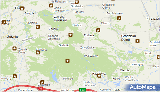 mapa Zmysłówka gmina Grodzisko Dolne, Zmysłówka gmina Grodzisko Dolne na mapie Targeo