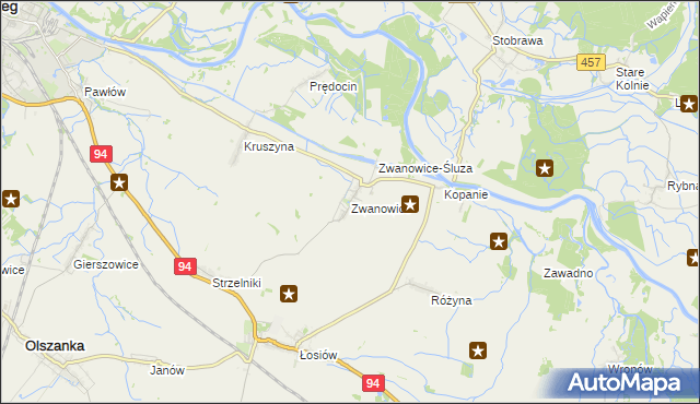 mapa Zwanowice gmina Skarbimierz, Zwanowice gmina Skarbimierz na mapie Targeo