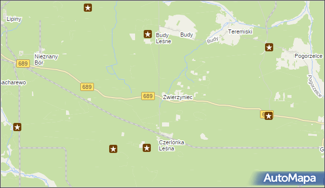 mapa Zwierzyniec gmina Białowieża, Zwierzyniec gmina Białowieża na mapie Targeo