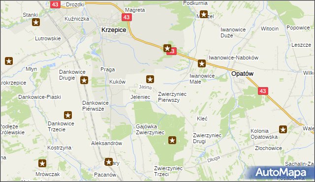 mapa Zwierzyniec Pierwszy, Zwierzyniec Pierwszy na mapie Targeo