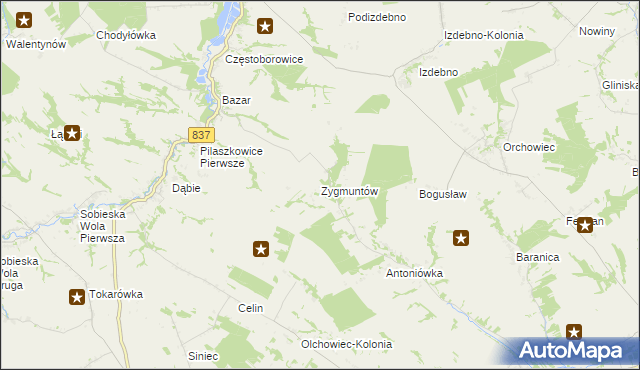 mapa Zygmuntów gmina Rybczewice, Zygmuntów gmina Rybczewice na mapie Targeo