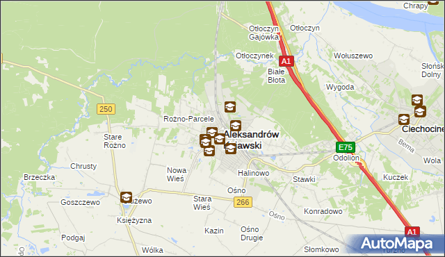 mapa Aleksandrów Kujawski, Aleksandrów Kujawski na mapie Targeo