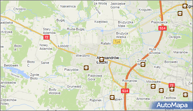 mapa Aleksandrów Łódzki, Aleksandrów Łódzki na mapie Targeo