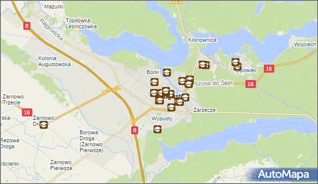 mapa Augustów, Augustów na mapie Targeo