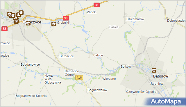 mapa Babice gmina Baborów, Babice gmina Baborów na mapie Targeo