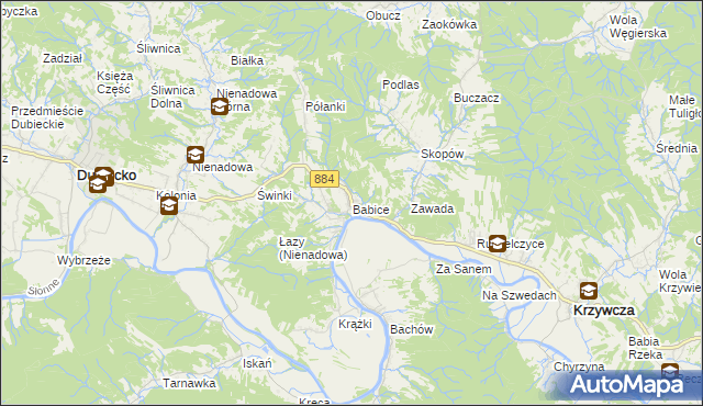mapa Babice gmina Krzywcza, Babice gmina Krzywcza na mapie Targeo