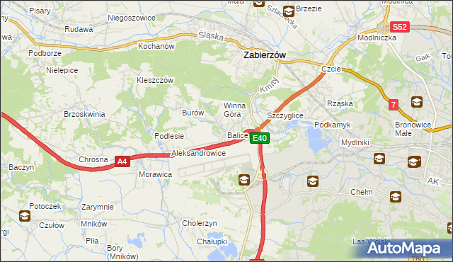 mapa Balice gmina Zabierzów, Balice gmina Zabierzów na mapie Targeo