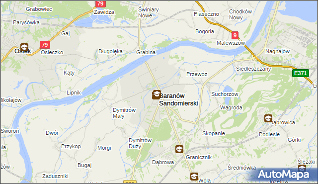 mapa Baranów Sandomierski, Baranów Sandomierski na mapie Targeo