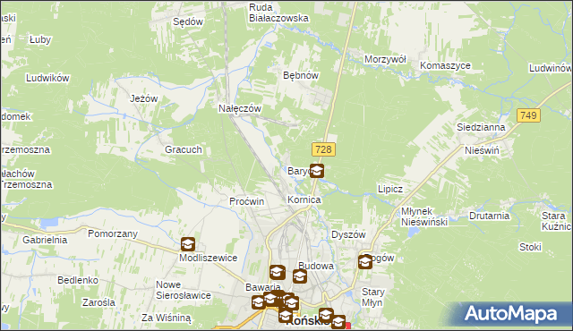 mapa Barycz gmina Końskie, Barycz gmina Końskie na mapie Targeo