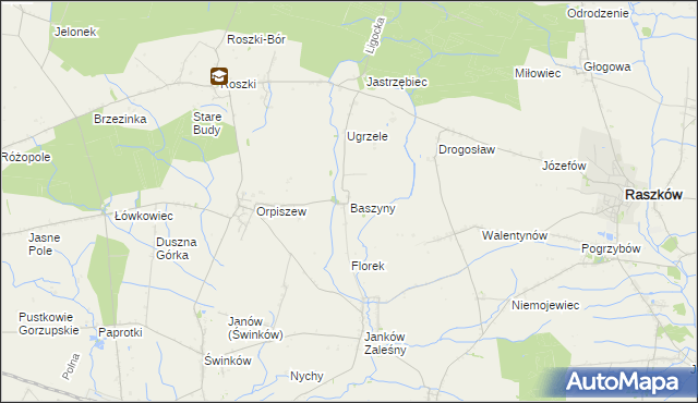 mapa Baszyny, Baszyny na mapie Targeo