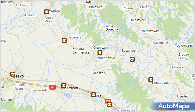 mapa Bażanówka, Bażanówka na mapie Targeo