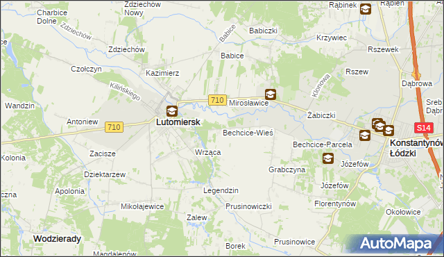 mapa Bechcice-Wieś, Bechcice-Wieś na mapie Targeo