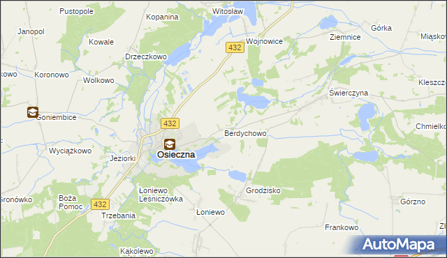 mapa Berdychowo gmina Osieczna, Berdychowo gmina Osieczna na mapie Targeo