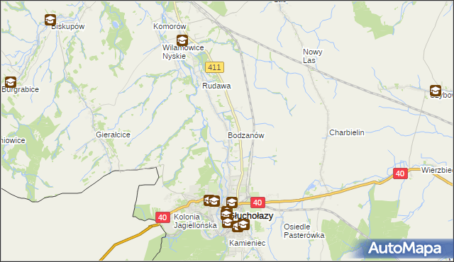 mapa Bodzanów gmina Głuchołazy, Bodzanów gmina Głuchołazy na mapie Targeo
