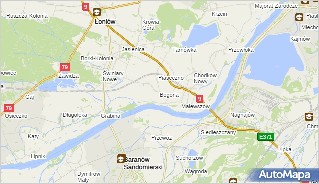 mapa Bogoria gmina Łoniów, Bogoria gmina Łoniów na mapie Targeo
