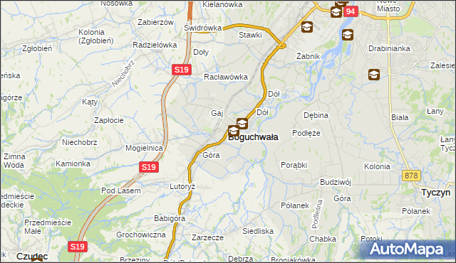 mapa Boguchwała powiat rzeszowski, Boguchwała powiat rzeszowski na mapie Targeo