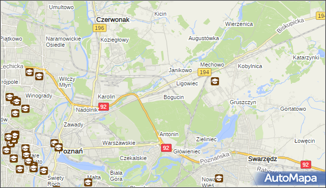 mapa Bogucin gmina Swarzędz, Bogucin gmina Swarzędz na mapie Targeo