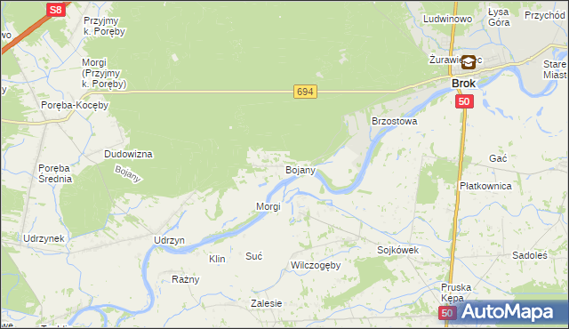 mapa Bojany, Bojany na mapie Targeo