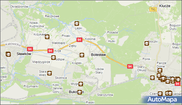 mapa Bolesław powiat olkuski, Bolesław powiat olkuski na mapie Targeo