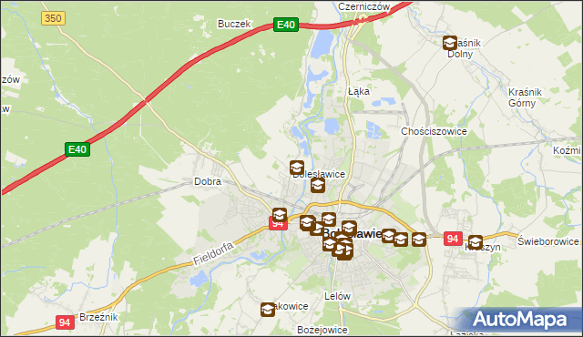 mapa Bolesławice gmina Bolesławiec, Bolesławice gmina Bolesławiec na mapie Targeo