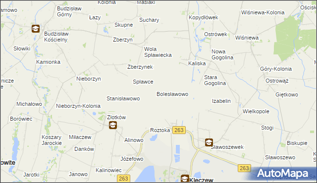 mapa Bolesławowo gmina Kleczew, Bolesławowo gmina Kleczew na mapie Targeo