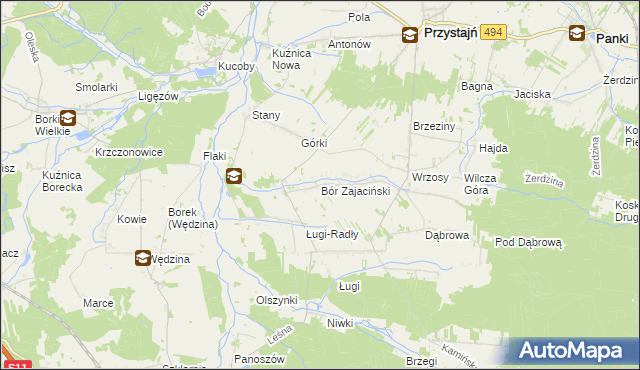 mapa Bór Zajaciński, Bór Zajaciński na mapie Targeo